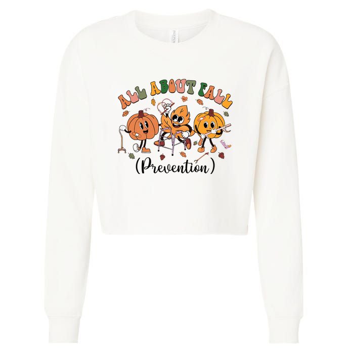 All About Fall Prevention Physical Therapy Funny Ot Ota Cropped Pullover Crew