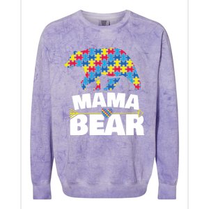 Autism Awareness Funny Gift Aspergers Mama Bear Mom Gift Colorblast Crewneck Sweatshirt