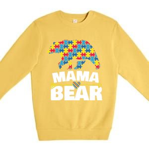 Autism Awareness Funny Gift Aspergers Mama Bear Mom Gift Premium Crewneck Sweatshirt