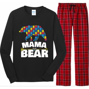 Autism Awareness Funny Gift Aspergers Mama Bear Mom Gift Long Sleeve Pajama Set