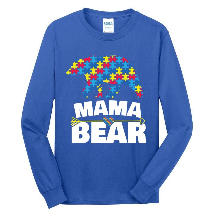 Autism Awareness Funny Gift Aspergers Mama Bear Mom Gift Tall Long Sleeve T-Shirt