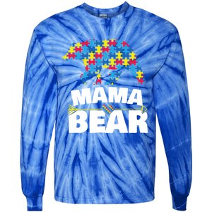 Autism Awareness Funny Gift Aspergers Mama Bear Mom Gift Tie-Dye Long Sleeve Shirt