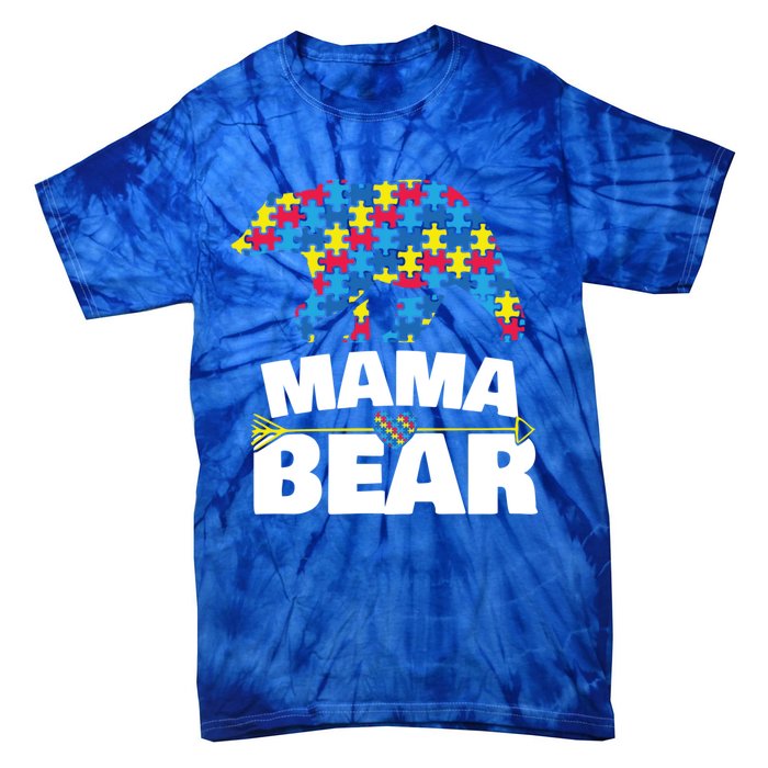 Autism Awareness Funny Gift Aspergers Mama Bear Mom Gift Tie-Dye T-Shirt