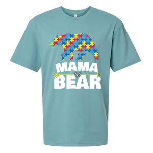 Autism Awareness Funny Gift Aspergers Mama Bear Mom Gift Sueded Cloud Jersey T-Shirt