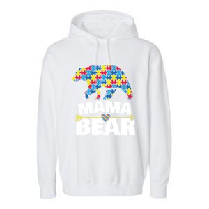 Autism Awareness Funny Gift Aspergers Mama Bear Mom Gift Garment-Dyed Fleece Hoodie