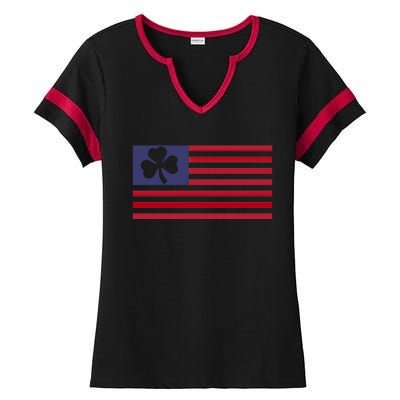 Awesome American Flag Irish Shamrock Gift Ladies Halftime Notch Neck Tee