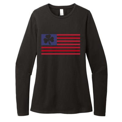 Awesome American Flag Irish Shamrock Gift Womens CVC Long Sleeve Shirt