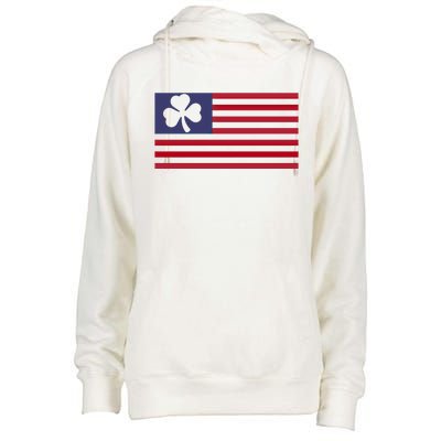 Awesome American Flag Irish Shamrock Gift Womens Funnel Neck Pullover Hood