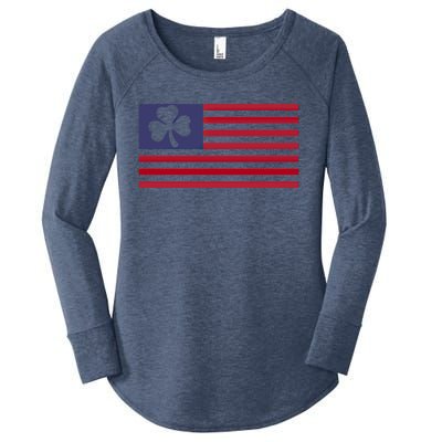 Awesome American Flag Irish Shamrock Gift Women's Perfect Tri Tunic Long Sleeve Shirt