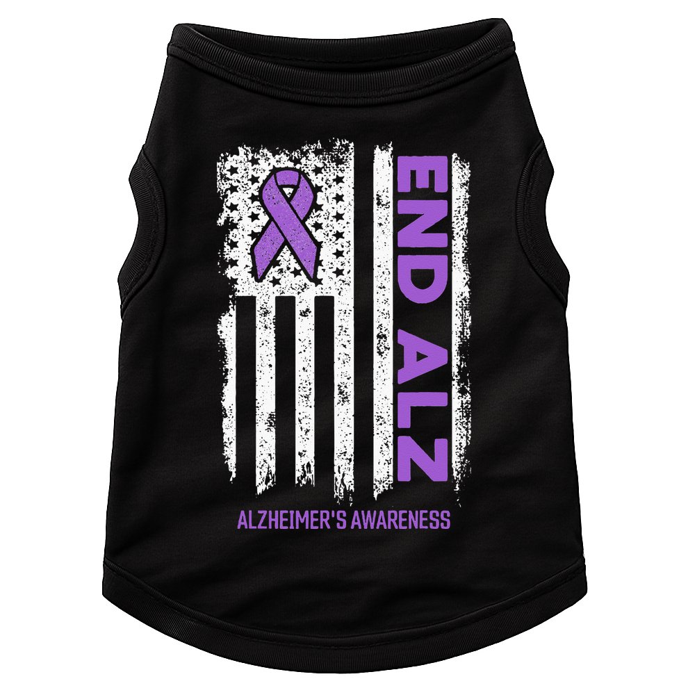 Alzheimers American Flag End Alz Alzheimers Awareness Doggie Tank