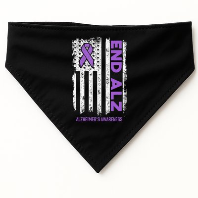 Alzheimers American Flag End Alz Alzheimers Awareness USA-Made Doggie Bandana