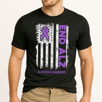 Alzheimers American Flag End Alz Alzheimers Awareness Cooling Performance Crew T-Shirt