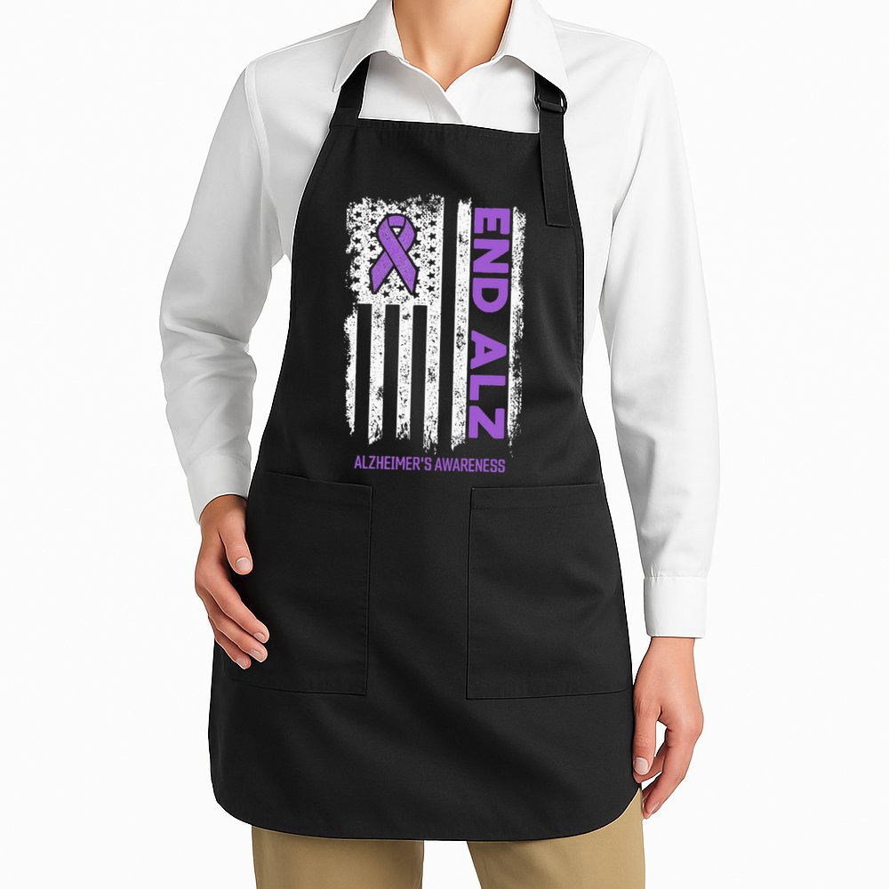 Alzheimers American Flag End Alz Alzheimers Awareness Apron
