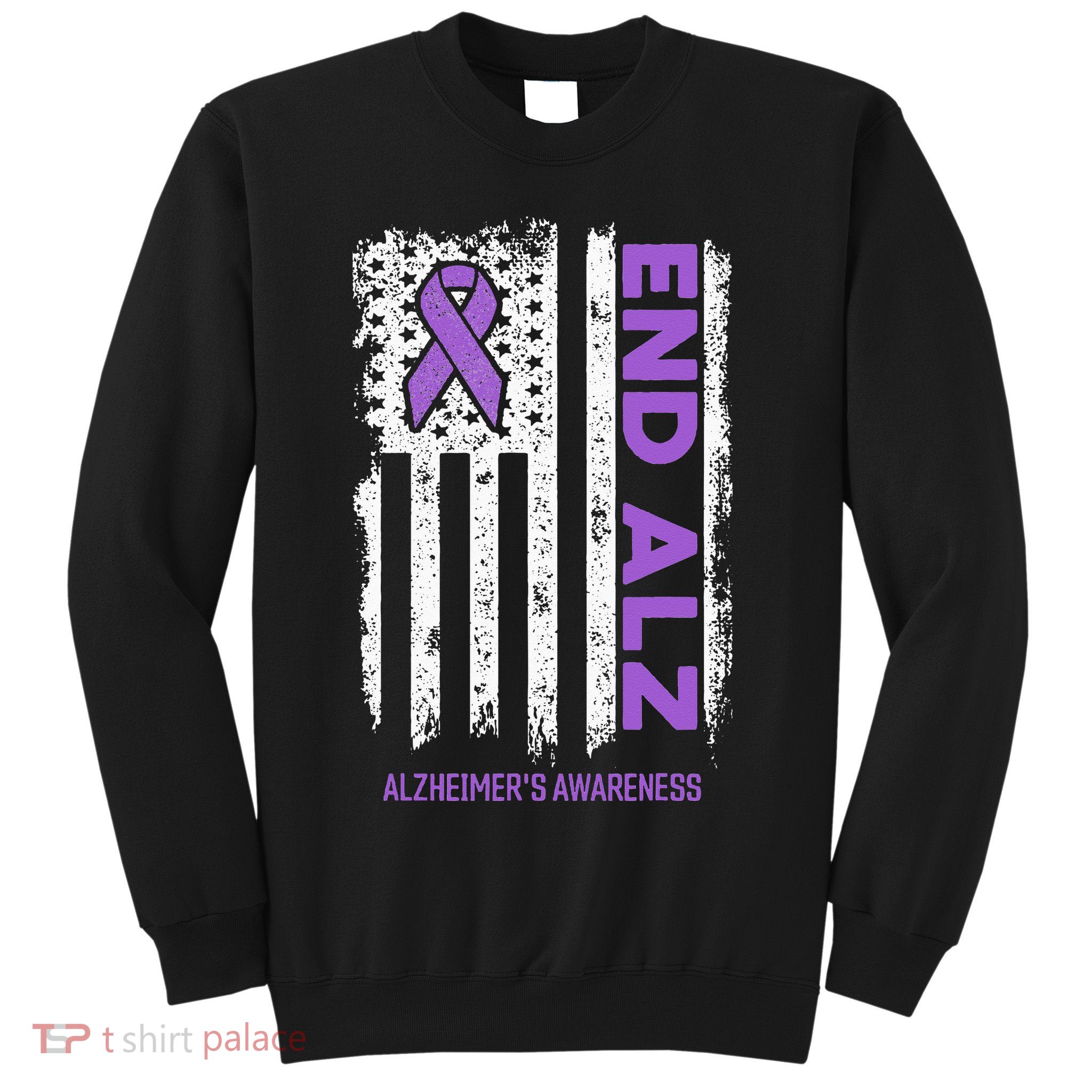Alzheimers American Flag End Alz Alzheimers Awareness Sweatshirt