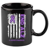Alzheimers American Flag End Alz Alzheimers Awareness 11oz C Handle Ceramic Mug