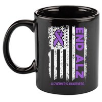 Alzheimers American Flag End Alz Alzheimers Awareness 11oz C Handle Ceramic Mug