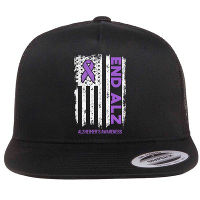 Alzheimers American Flag End Alz Alzheimers Awareness Flatbill Hat