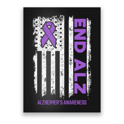 Alzheimers American Flag End Alz Alzheimers Awareness Poster