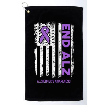 Alzheimers American Flag End Alz Alzheimers Awareness Golf Towel