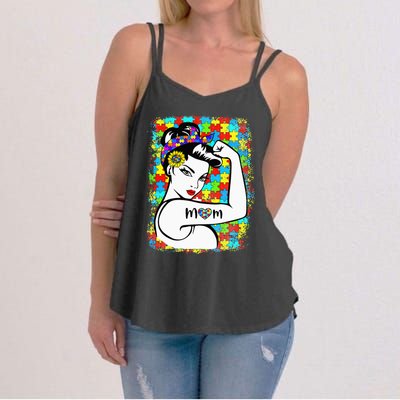 Autism Awareness for Mom Warrior autism support Women's Strappy Tank