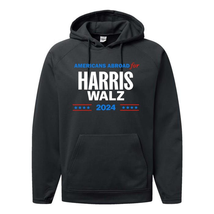 Americans Abroad For Harris Walz 2024 Performance Fleece Hoodie