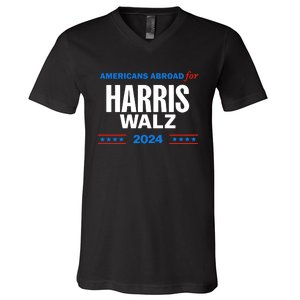 Americans Abroad For Harris Walz 2024 V-Neck T-Shirt