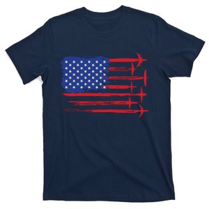 Aircraft American Flag Airplane Pilot 4th Of July Aviation T-Shirt