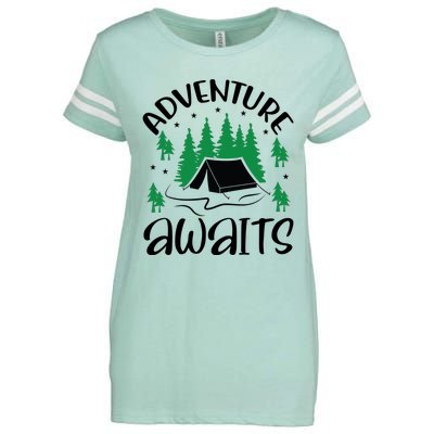 Adventure Awaits Funny Camping Enza Ladies Jersey Football T-Shirt