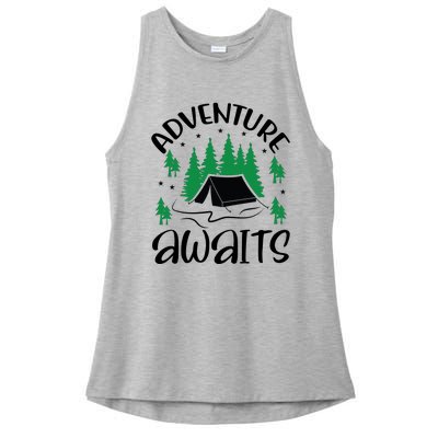 Adventure Awaits Funny Camping Ladies PosiCharge Tri-Blend Wicking Tank