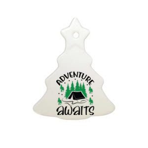 Adventure Awaits Funny Camping Ceramic Tree Ornament