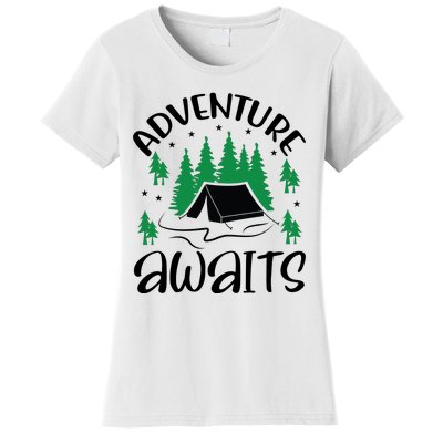 Adventure Awaits Funny Camping Women's T-Shirt