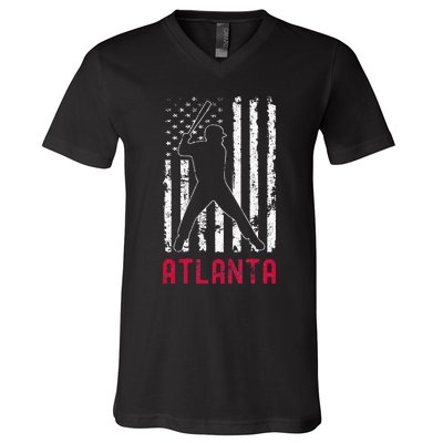 Atlanta American Flag V-Neck T-Shirt