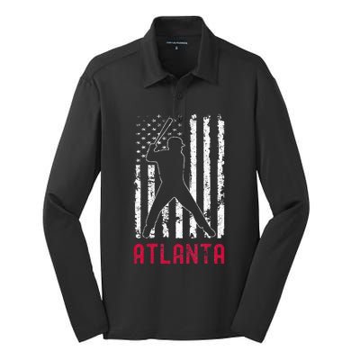 Atlanta American Flag Silk Touch Performance Long Sleeve Polo