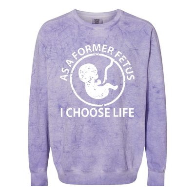 As A Former Fetus I Choose Pro Life Colorblast Crewneck Sweatshirt