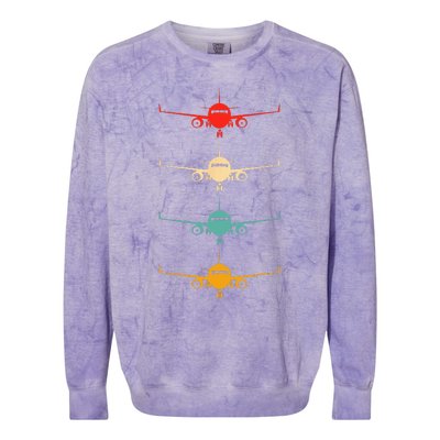 Aviation Airplane Flying Airline Funny Vintage Pilot Colorblast Crewneck Sweatshirt