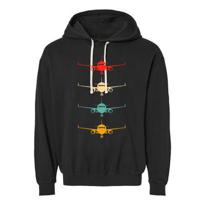 Aviation Airplane Flying Airline Funny Vintage Pilot Garment-Dyed Fleece Hoodie