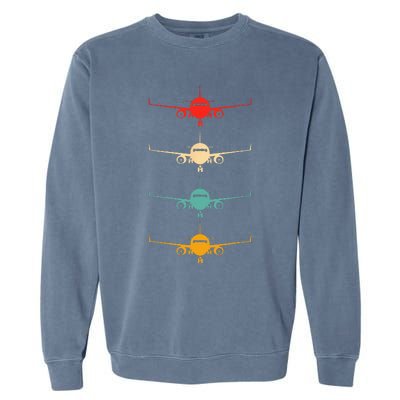 Aviation Airplane Flying Airline Funny Vintage Pilot Garment-Dyed Sweatshirt