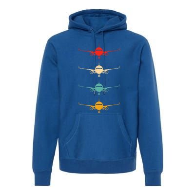 Aviation Airplane Flying Airline Funny Vintage Pilot Premium Hoodie