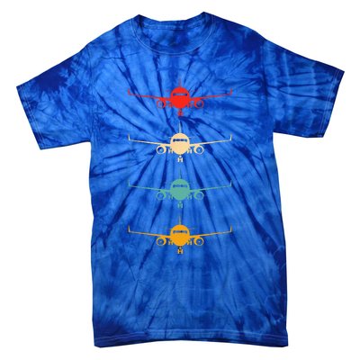 Aviation Airplane Flying Airline Funny Vintage Pilot Tie-Dye T-Shirt