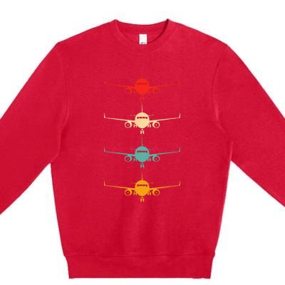 Aviation Airplane Flying Airline Funny Vintage Pilot Premium Crewneck Sweatshirt