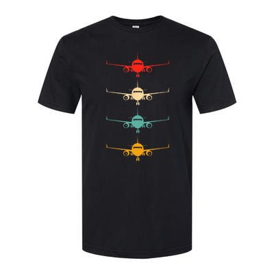 Aviation Airplane Flying Airline Funny Vintage Pilot Softstyle CVC T-Shirt