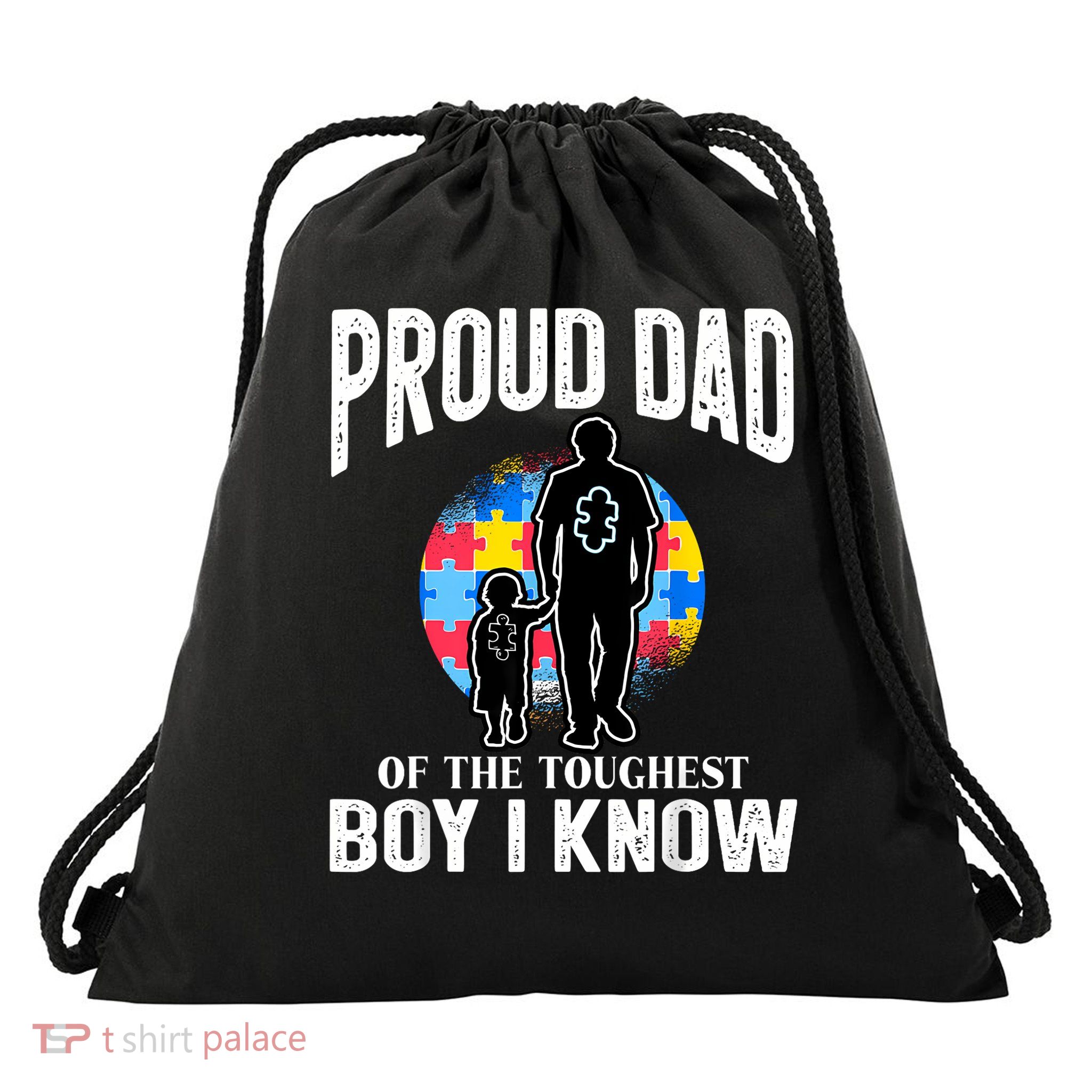 Autism Awareness for Proud Dad Support Autistic Drawstring Bag