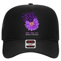 Alzheimer's Awareness Faith Hope Love High Crown Mesh Back Trucker Hat