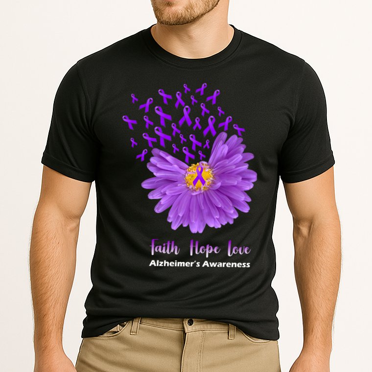 Alzheimer's Awareness Faith Hope Love Cooling Performance Crew T-Shirt