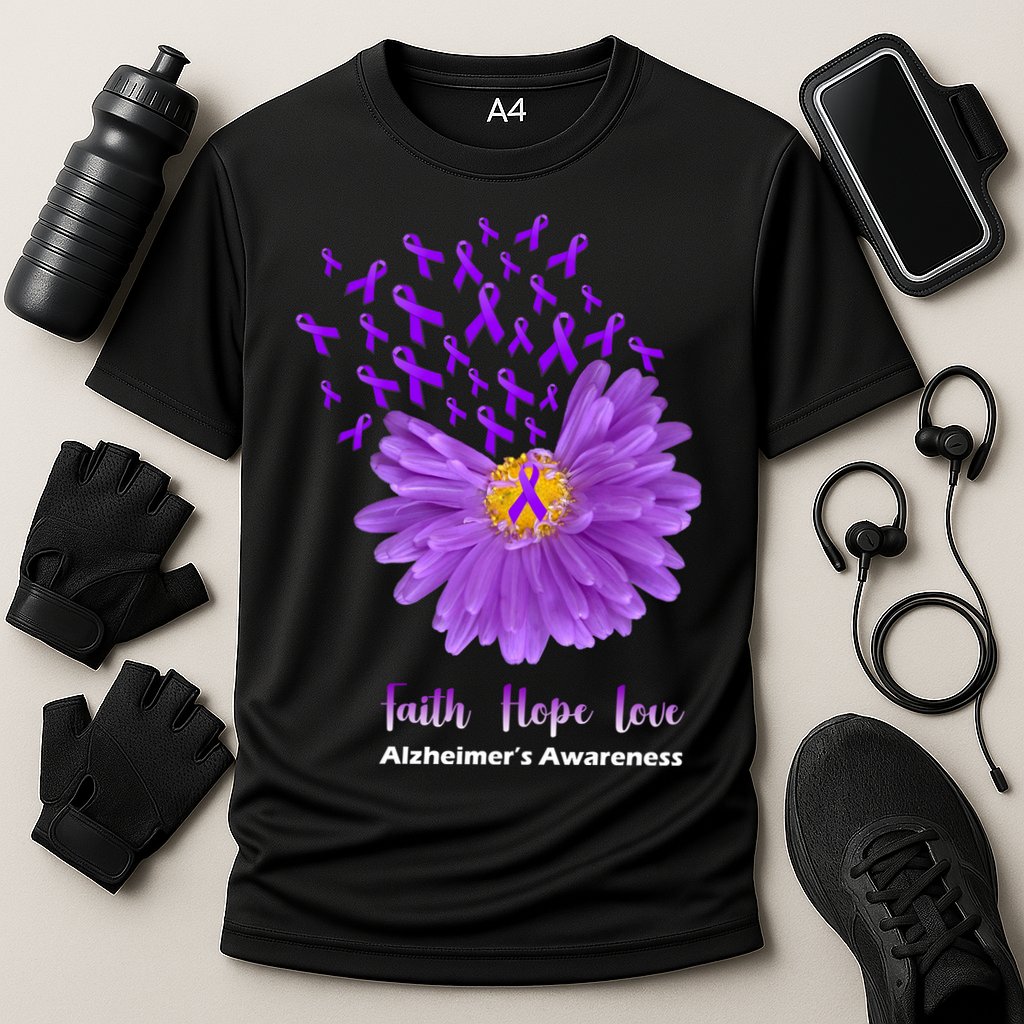 Alzheimer's Awareness Faith Hope Love Cooling Performance Crew T-Shirt
