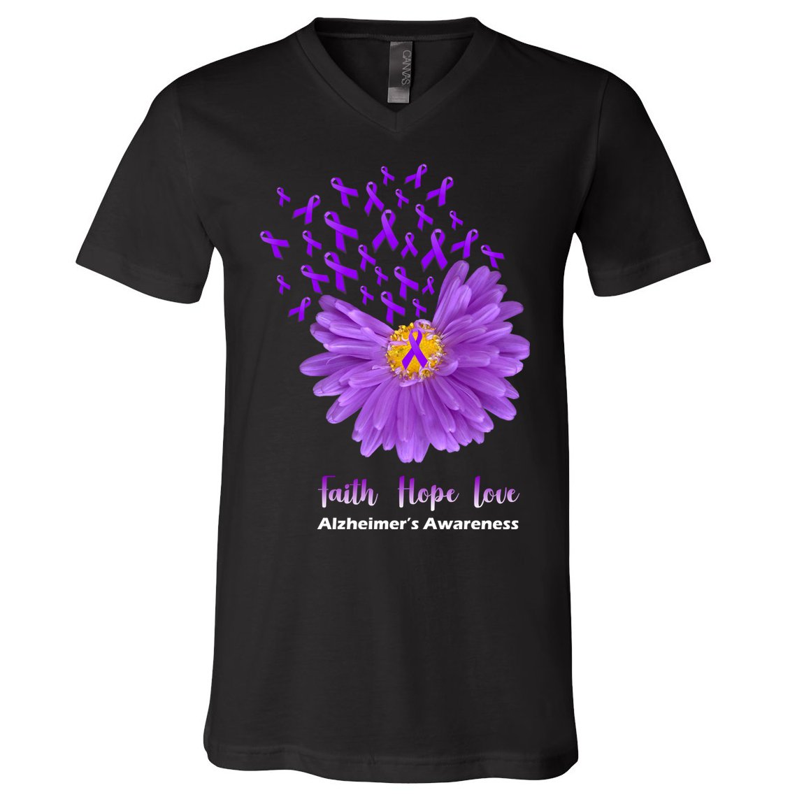 Alzheimer's Awareness Faith Hope Love V-Neck T-Shirt