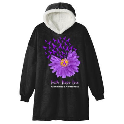 Alzheimer's Awareness Faith Hope Love Hooded Wearable Blanket