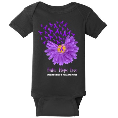 Alzheimer's Awareness Faith Hope Love Baby Bodysuit