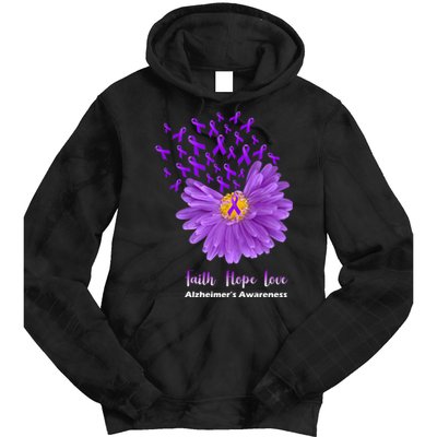 Alzheimer's Awareness Faith Hope Love Tie Dye Hoodie