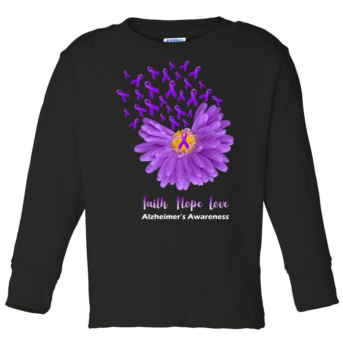 Alzheimer's Awareness Faith Hope Love Toddler Long Sleeve Shirt